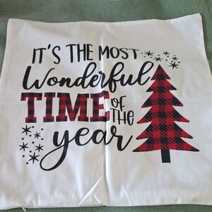 Festive Holiday Pillow Cover - Red and Black Plaid 18x18 Inches